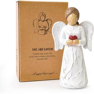 Resin Healing Angel Statue Holding a Heart for Thanksgiving Christmas Decoration